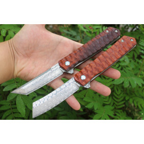 Damascus Steel Outdoor Hiking Folding Blade Camping Utility Hand Tool Survival Hunting Tactical Knife Mountain Climbing UD406664